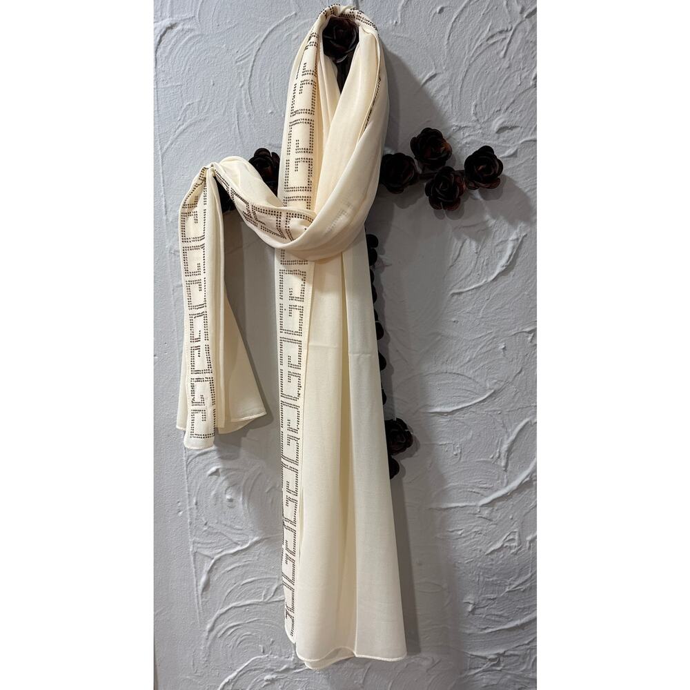 Elegant Cream & Gold‎ Beautiful Scarf - Size: 32x68